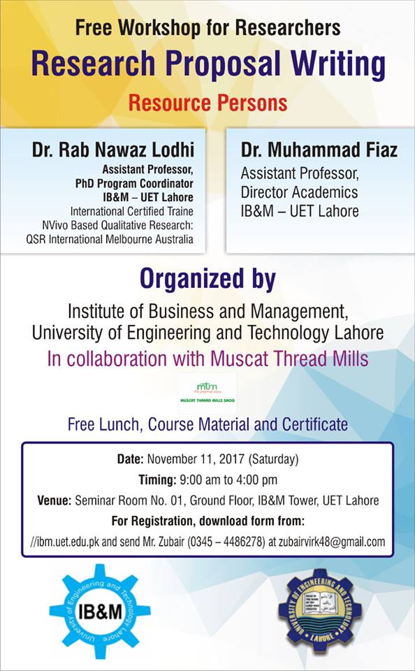 Dr. Rab Nawaz Lodhi Workshop 11 Nov. 2017
